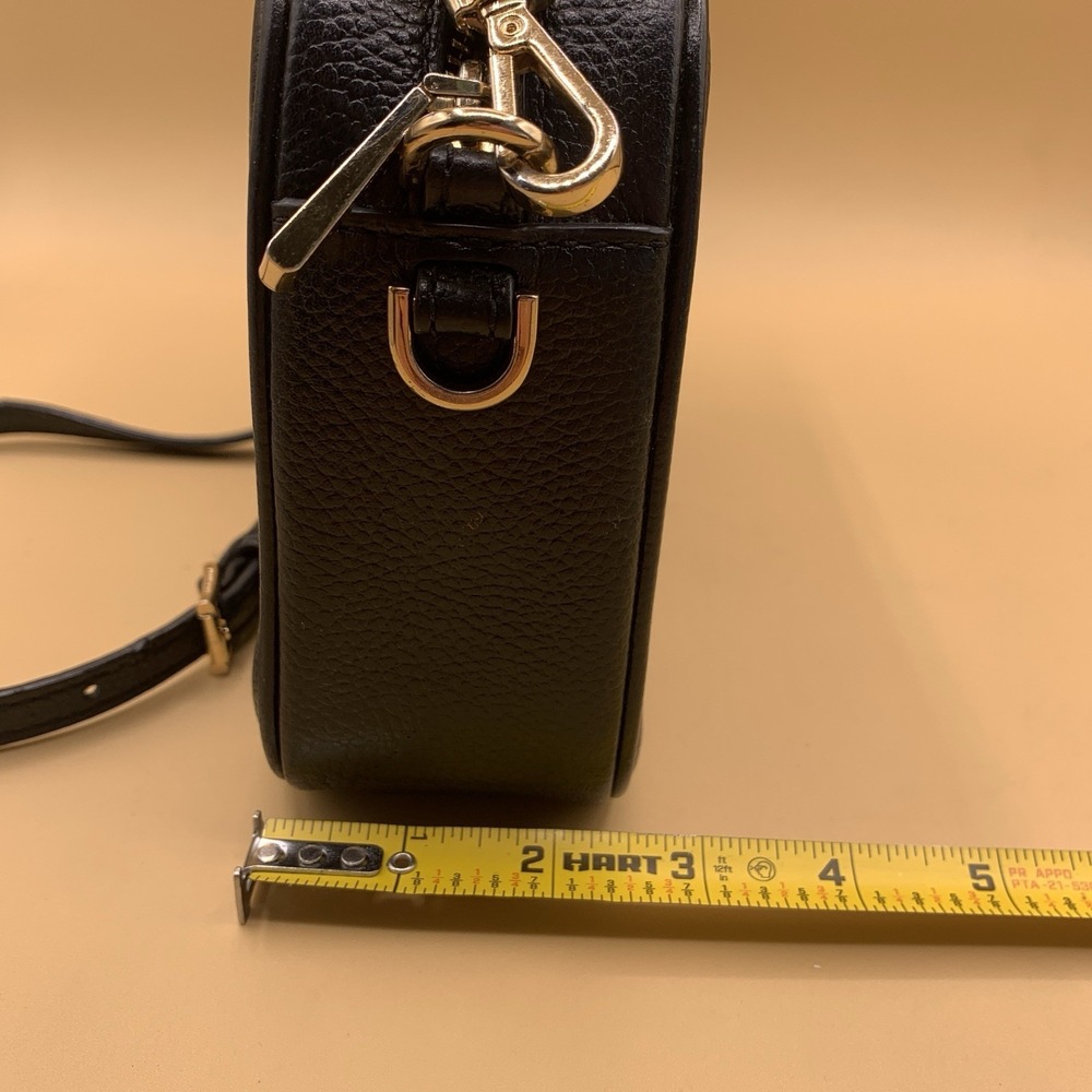 MICHAEL KORS Womens Jet Set Crossbody Bag Purse Black Leather Gold MK Logo - Picture 13 of 13